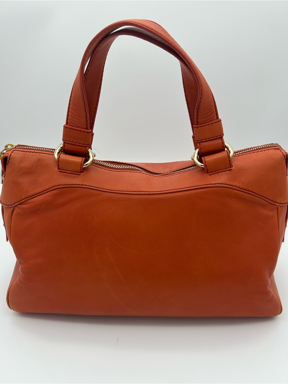 Celine - Orange Leather Studded Satchel / Y2K Purse / Bag - Picture 9 of 16